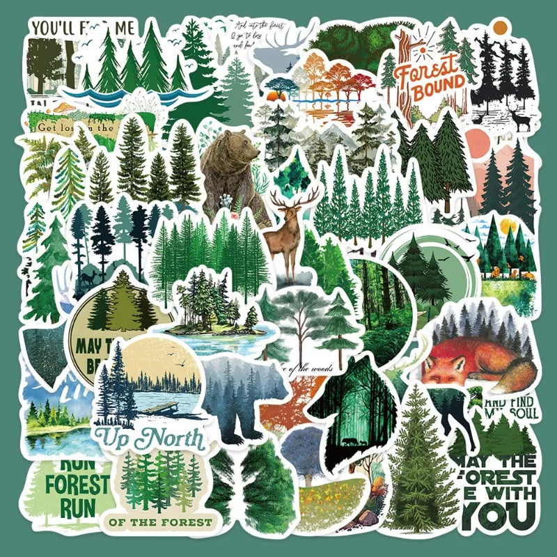 50pcs Cartoon Forest Graffiti Stickers for Helmet, Wall, DIY Decoration Wholesale (Online Order Only)