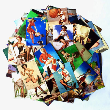 10/30/50/100pcs Retro Girl Pin Up Girls Stickers Skateboard Motorcycle Laptop Luggage Phone Guitar Car Cool Waterproof Sticker (ONLINE ORDER ONLY)