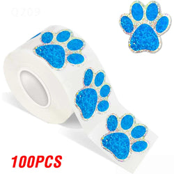 100-500pcs Blue laser Sticker Paw Print Reward Stickers Dog Cat Bear Paw Labels for Teacher Student Stationery Sticker (Online Order Only)