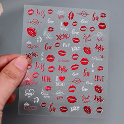 1PC Holographic Laser Heart Nail Stickers-3D Self-Adhesive Golden White Valentines Day Nail Decals For Women Nail Art Decoration (ONLINE ORDER ONLY)