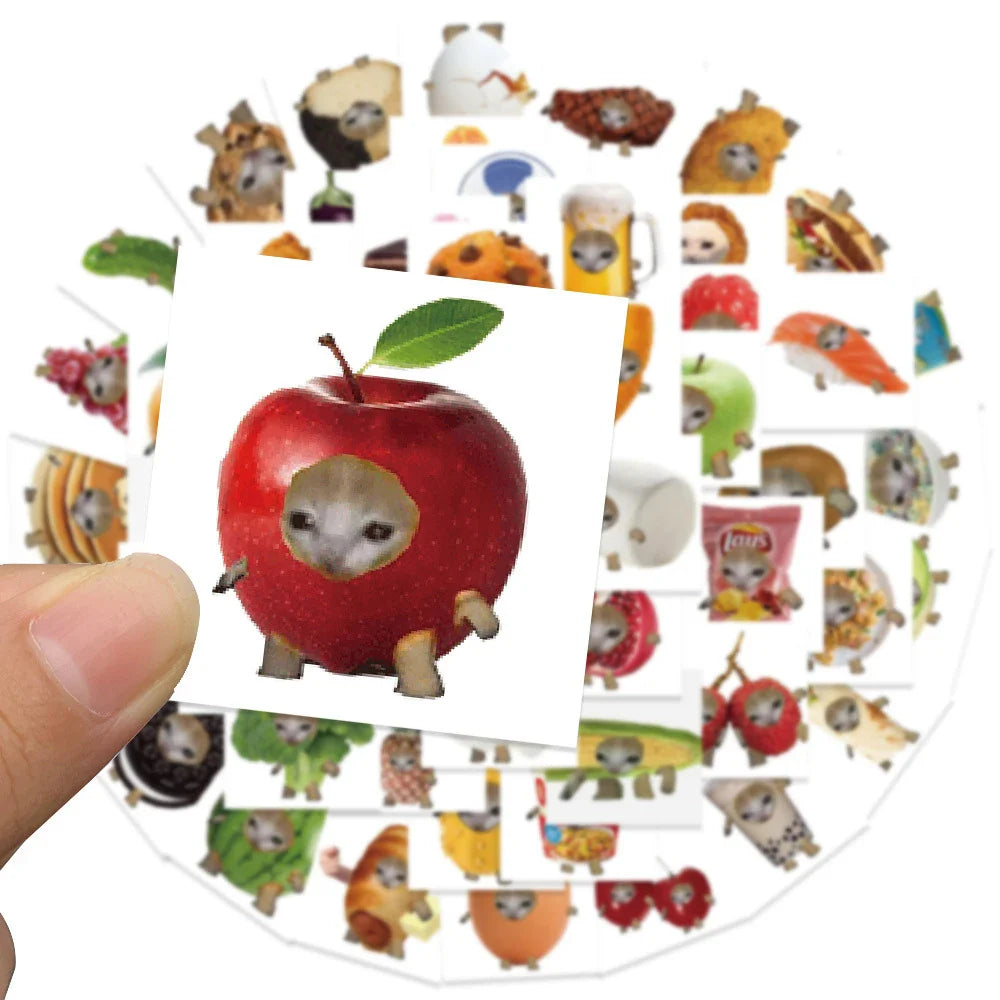 10/30/69pcs Cute Funny Cat And Food Meme Stickers (ONLINE ORDER ONLY)