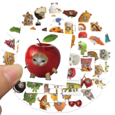 10/30/69pcs Cute Funny Cat And Food Meme Stickers (ONLINE ORDER ONLY)
