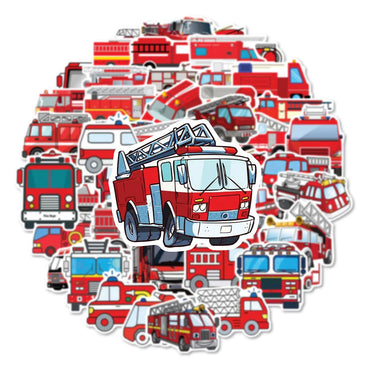 10/30/50/100PCS Cartoon Fire Engine Stickers Kids Decals Toy DIY Notebook Suitcase Phone Fridge Bike PVC Waterproof Sticker Gift (ONLINE ORDER ONLY)