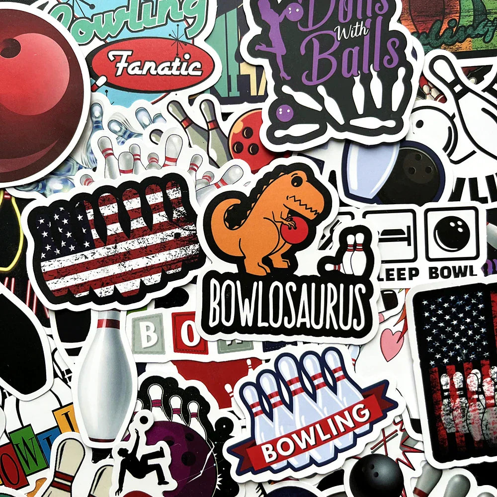 Cartoon Bowling Stickers 10/50Pcs for Suitcase, Skateboard, Laptop, Luggage, Fridge, Phone, Car, DIY Decals (Online Order Only)