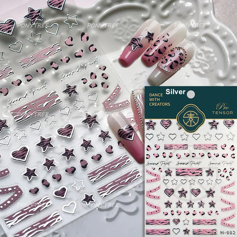 Red Sexy Love Heart Flower Hot Stamping Wing Star Moon Bowknot Sun Punk Adhesive Nail Art Decorations Stickers Manicure Decals (ONLINE ORDER ONLY)