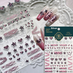 Red Sexy Love Heart Flower Hot Stamping Wing Star Moon Bowknot Sun Punk Adhesive Nail Art Decorations Stickers Manicure Decals (ONLINE ORDER ONLY)