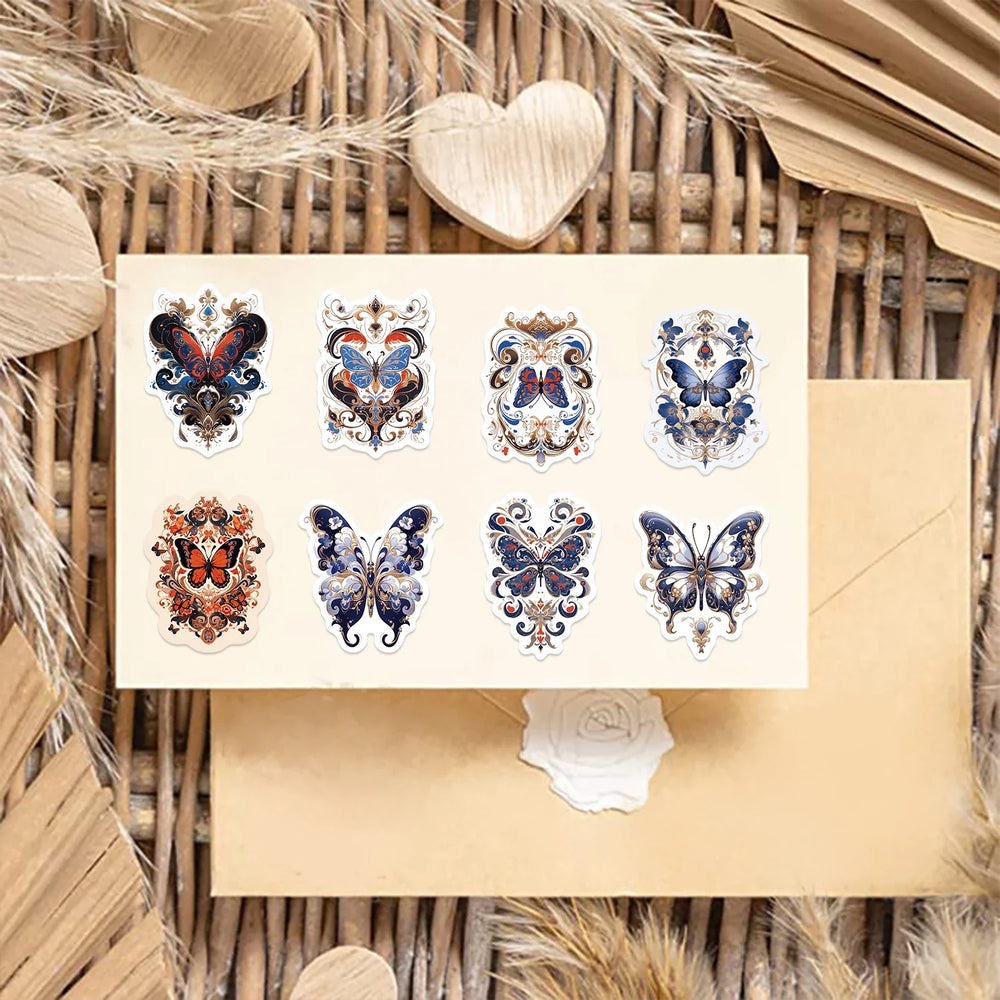 50pcs Retro Cartoon Butterfly Aesthetic Stickers Vinyl Laptop Decals For Luggage Water Bottle Notebook Phone Waterproof Graffiti (ONLINE ORDER ONLY)