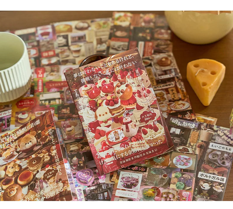20 Sheets Japanese Retro Dessert Cut Film Sticker Book Y2K Sticker Journal Handbook Scrapbooking Kawaii Decoration Sticker Gift (ONLINE ORDER ONLY)