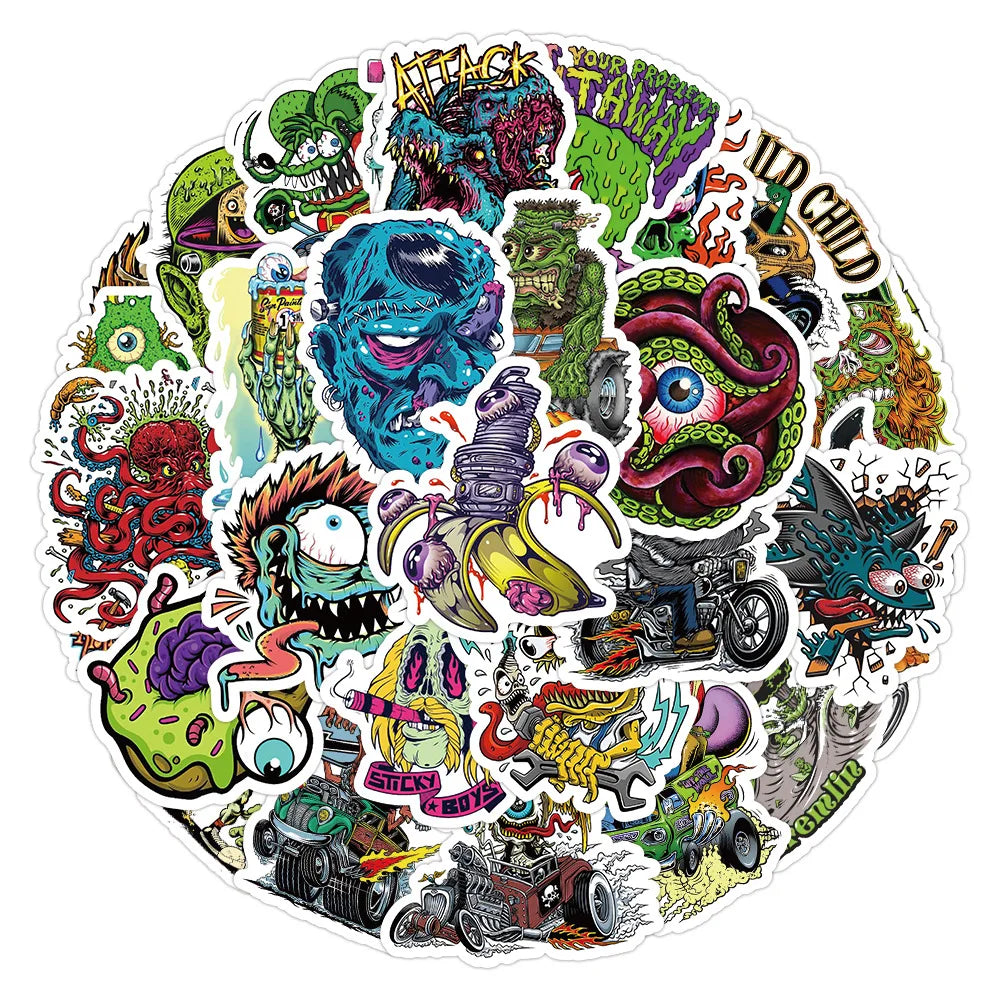 Horror Monster Graffiti Stickers PVC Waterproof Decals for Motorcycle, Phone, Laptop, Skateboard, Bike - 10/30/50pcs (ONLINE ORDER ONLY)