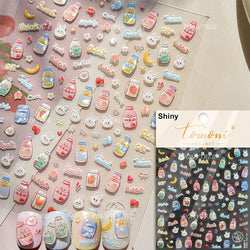 Blow Bubbles Goldfish Cat Kitten Water Love Heart Star Rabbit Bunny Self Adhesive Nail Art Decorations Stickers Manicure Decals (Online Order Only)