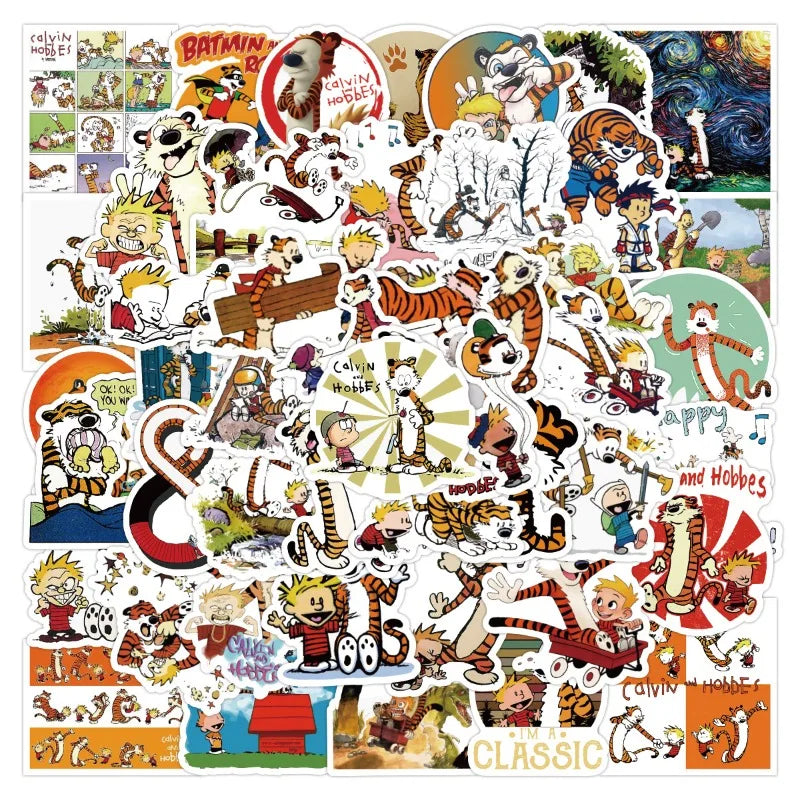 Calvin and Hobbes Cartoon Stickers Pack for Laptop, Phone, Scooter, Suitcase, Water Bottle, Stationery, Fridge (ONLINE ORDER ONLY)