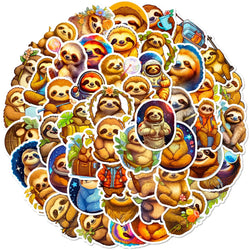 Sloth Cartoon Stickers for Scrapbook, Water Bottle, Laptop, Guitar - 10/25/50pcs (Online Order Only)