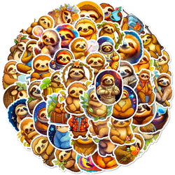 Sloth Cartoon Stickers for Scrapbook, Water Bottle, Laptop, Guitar - 10/25/50pcs (Online Order Only)
