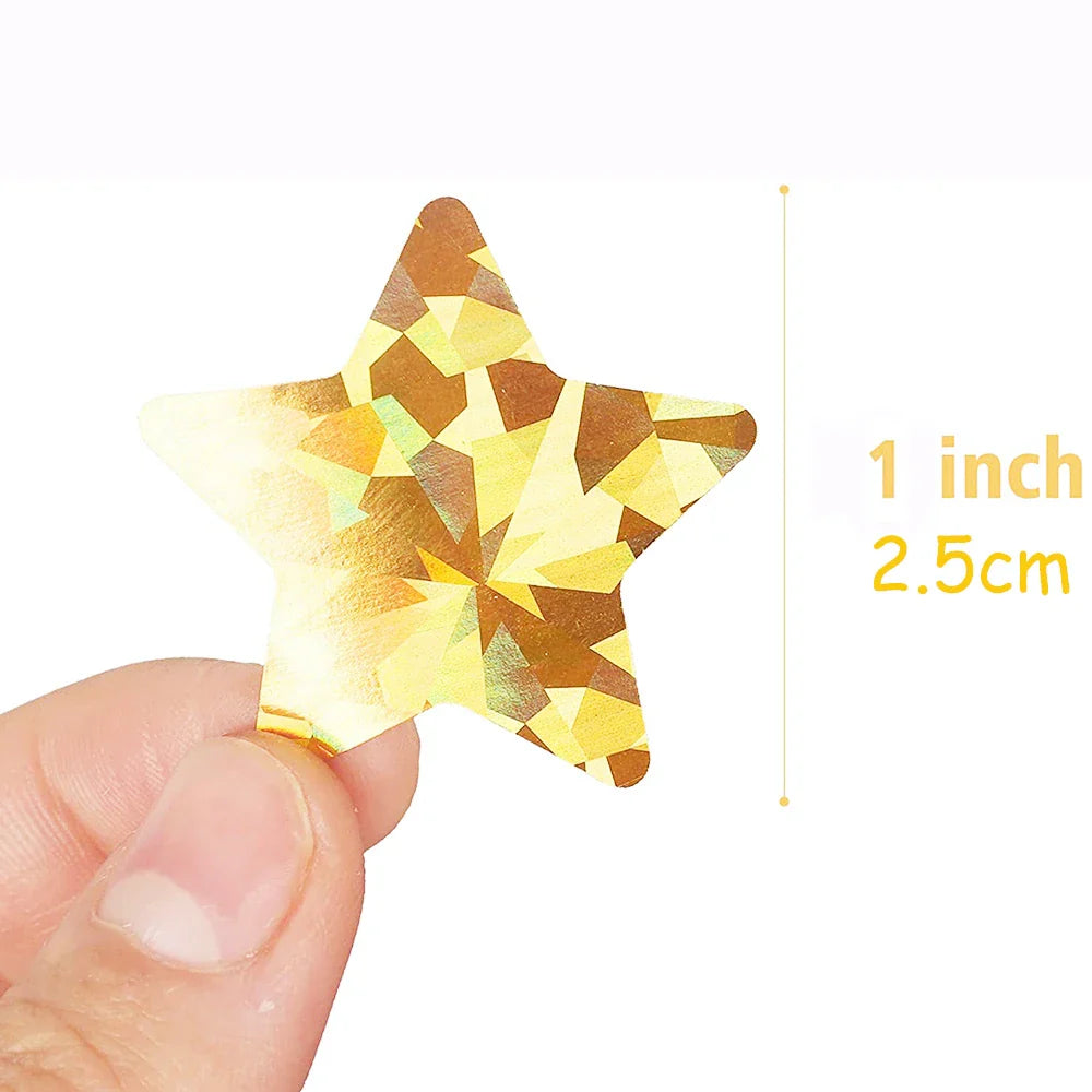 500pcs/roll Holographic Color Star Stickers for Wall Crafts Classroom Teachers Supplies for Kids Reward Foil Star Label Stickers (ONLINE ORDER ONLY)