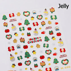 Snowman Apple Stars Gift Bell Snowflake Christmas Tree 3D Jelly Self Adhesive Nail Art Stickers Santa Claus Xmas Manicure Decals (ONLINE ORDER ONLY)