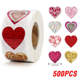 100-500pcs 1inch Red Heart Stickers for Valentine's Day New Baking Packaging Sticker Envelope Seals Love Decorative Stickers (ONLINE ORDER ONLY)