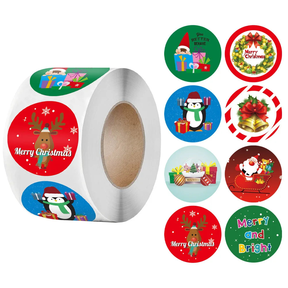 50-500Pcs Christmas Theme Seal Labels Stickers Merry Christmas Stickers For DIY Gift Baking Package Envelope Stationery Decor (ONLINE ORDER ONLY)