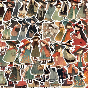 10/30/50PCS Cartoon Q Witch PVC Sticker Aesthetic Children's Korean Decoration Scrapbooking Stationery School Supplies for Kids (ONLINE ORDER ONLY)