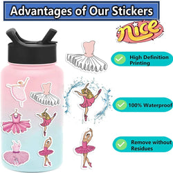 50pcs Cute Pink Ballet Dance Girls Stickers DIY Decoration For Laptop Notebook Suitcase Laptop Phone Sticker Toy Art Decals ﻿ (ONLINE ORDER ONLY)