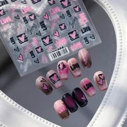 Graffiti Line Love Heart Cool Personal Hollow Out English Letter Y2k Self Adhesive Nail Art Decorations Sticker Manicure Decals (ONLINE ORDER ONLY)