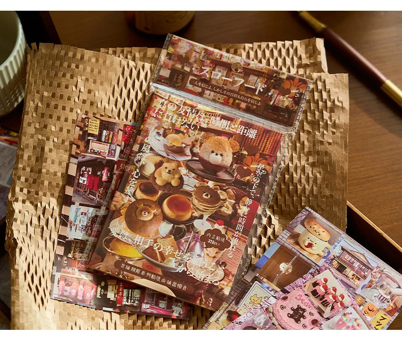 20 Sheets Japanese Retro Dessert Cut Film Sticker Book Y2K Sticker Journal Handbook Scrapbooking Kawaii Decoration Sticker Gift (ONLINE ORDER ONLY)