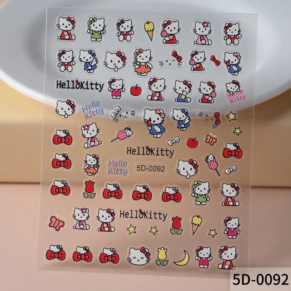 1pc 5D Pink/Black Hello Kitty Nail Art Stickers Anime Cartoon Japanese Cartoon KT Cat Manicure Decal Luxury DIY Nail Accessories (ONLINE ORDER ONLY)
