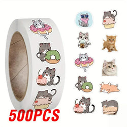100-500pcs Cute Cat Animal Reward Sticker New Kids' Motivational Stickers DIY Creative Stationery Office Self-adhesive Lable (ONLINE ORDER ONLY)