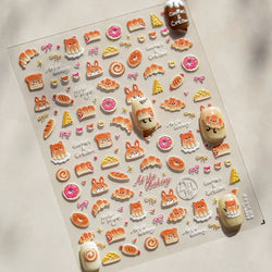 Cute Baking Cookies Bread Bread Cheese Pudding Chocolate Croissant Doughnut Adhesive Nail Art Decoration Sticker Manicure Decals (ONLINE ORDER ONLY)