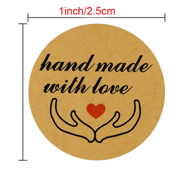 100-500pcs Handmade With Love Sticker Round Kraft Paper Adhesive Labels Baking Wedding Decoration Party Decoration Stickers (ONLINE ORDER ONLY)