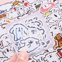 10/50/100PCS Cartoon Cute Line Dog In The Book Stickers DIY Toy Laptop Luggage Skateboard Suitcase Guitar Graffiti Decal Sticker (ONLINE ORDER ONLY)