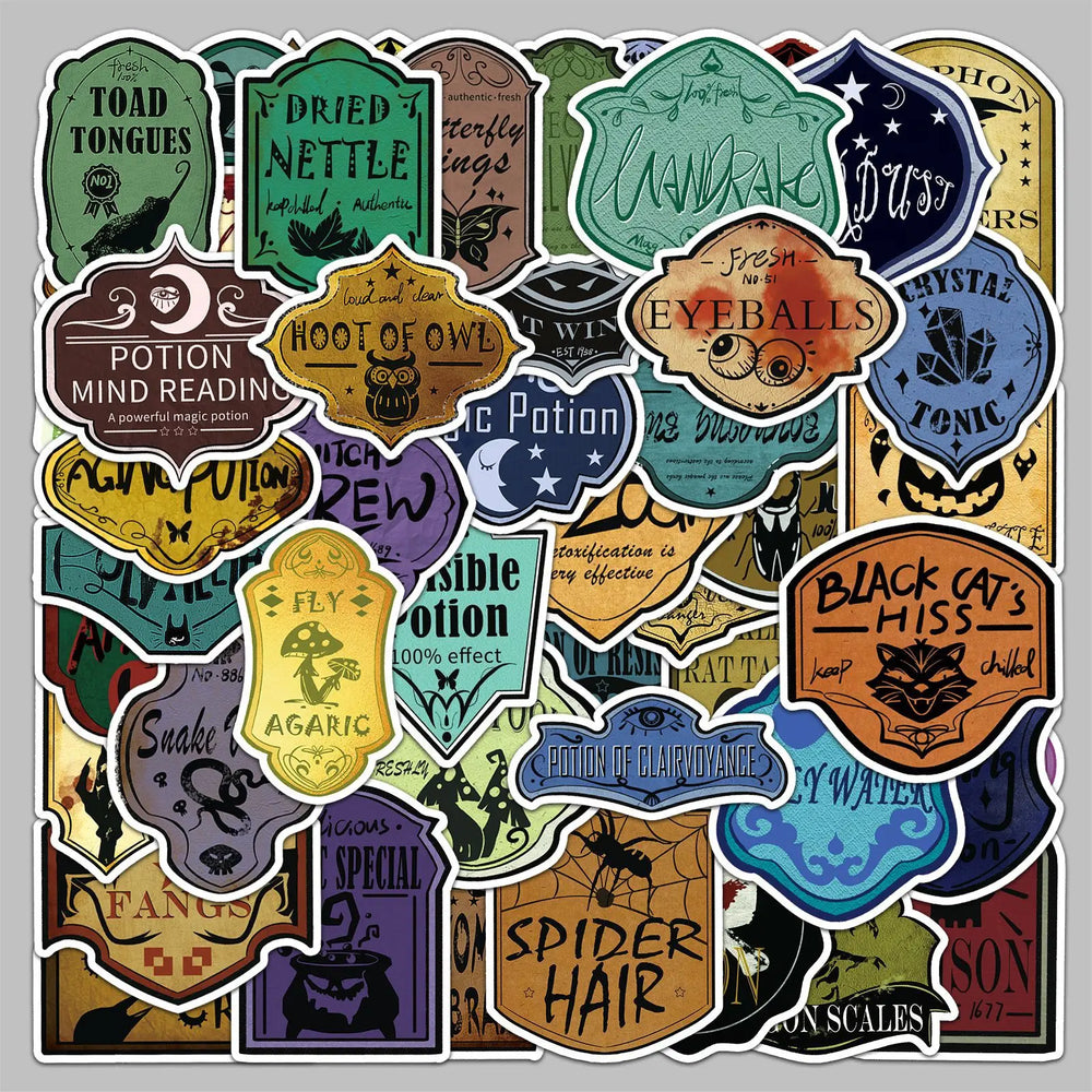50pcs Magic Potion Graffiti Stickers for Helmet, Wall, DIY Decoration Wholesale (ONLINE ORDER ONLY)