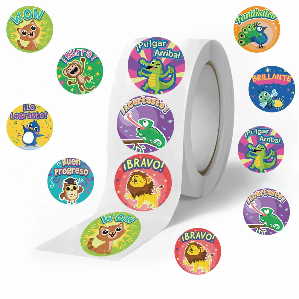 500Pcs Reward Stickers Motivational Stickers Roll for Kids for School Reward Students Teachers Cute Animals Stickers Labels (ONLINE ORDER ONLY)