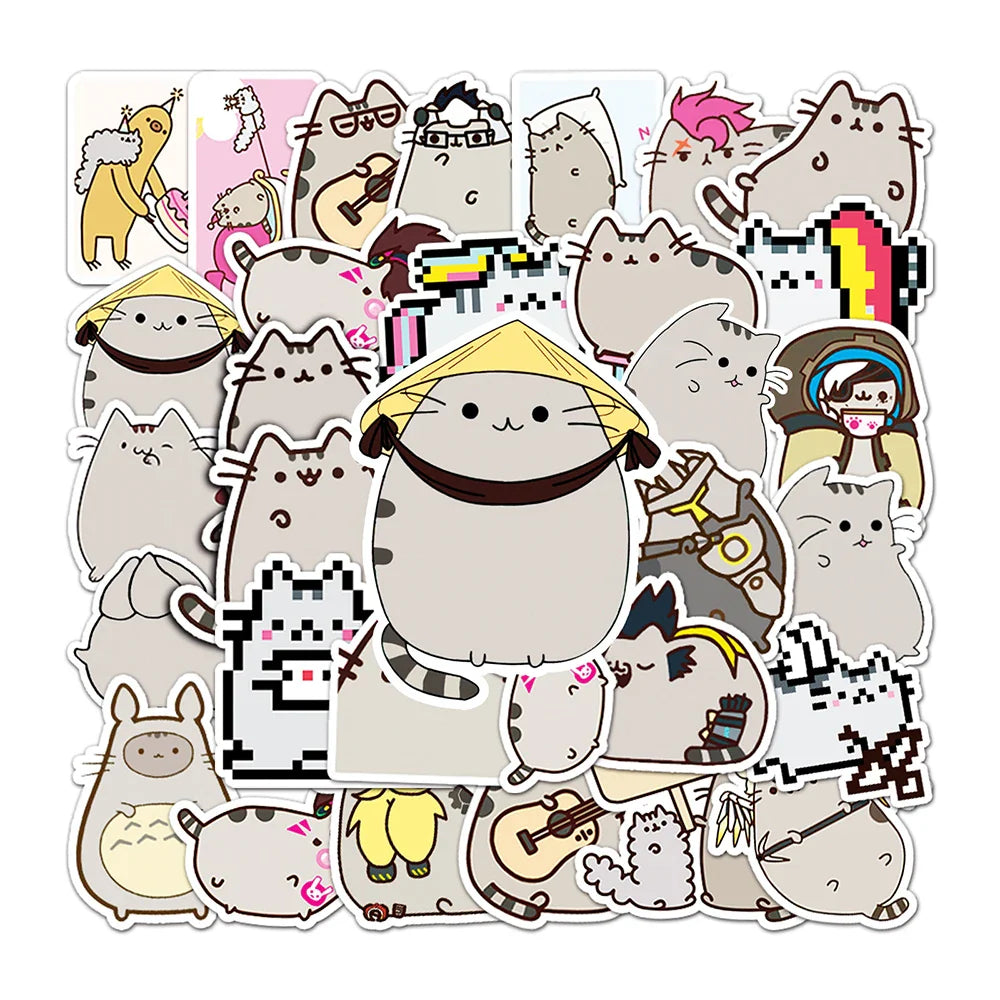 10/30/50PCS Kawaii Chunky Cat Stickers Cute Animal DIY Toy For Kids Stationery Notebook Phone PVC Waterproof Sticker Decorative (ONLINE ORDER ONLY)