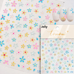 Cute Beige Yellow Pristine Fresh Daisy Flower 5D Shiny Soft Embossed Relief Charm Self Adhesive Nail Art Stickers Manicure Decal (ONLINE ORDER ONLY)