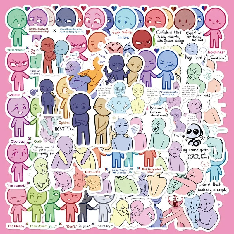 50pcs Cute Cartoon Graffiti Stickers for Helmet, Wall, DIY Decoration (ONLINE ORDER ONLY)