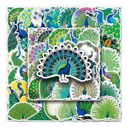 Peacock Stickers Set: Aesthetic Graffiti for Fridge, Luggage, Guitar, Laptop, Phone, Scrapbook (Online Order Only)