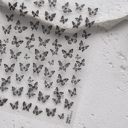 Charming Beautiful Black White Small Butterfly Flower Petal Love Heart Bowknot 5D Self Adhesive Nail Art Sticker Manicure Decals (Online Order Only)