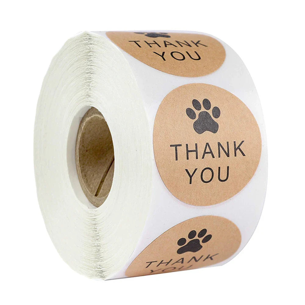 500pcs/roll Round Brown labels Thank You Kraft Stickers 1 inch Wedding Pretty Gift Envelope Sealing Label Stickers Stationery (ONLINE ORDER ONLY)