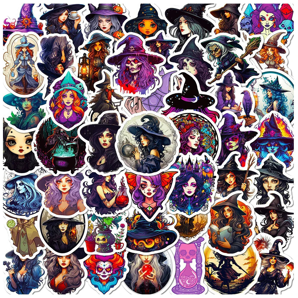 Gothic Witch Art Stickers Decals for Laptop Luggage Phone Skateboard (Online Order Only)