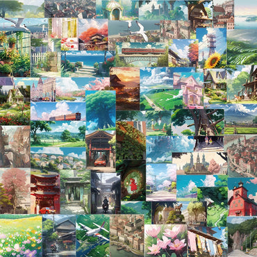10/30/60PCS Cartoon Anime Landscape Stickers Aesthetic Decoration DIY Waterproof Motorcycle Phone Travel Bike Toys Kids Sticker (ONLINE ORDER ONLY)