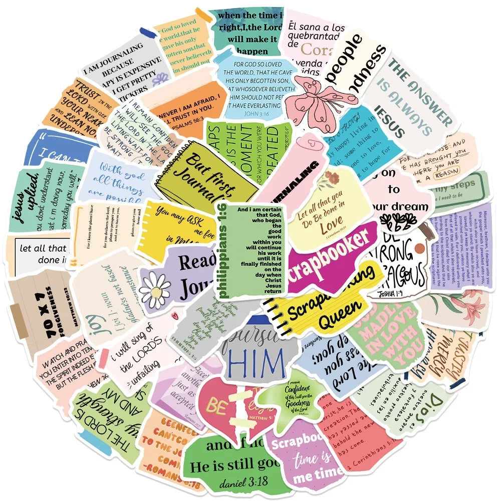 10/50pcs Colorful Jesus Christian Bible Verse Stickers Aesthetic Graffiti Decals Laptop Luggage Scrapbook Fridge Phone Sticker (Online Order Only)