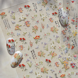 Antique Flowers Bird Swallow Fruit Narcissus Orchid Oranges Peaches Grape Cherry Strawberries Nail Art Stickers Manicure Decals (ONLINE ORDER ONLY)
