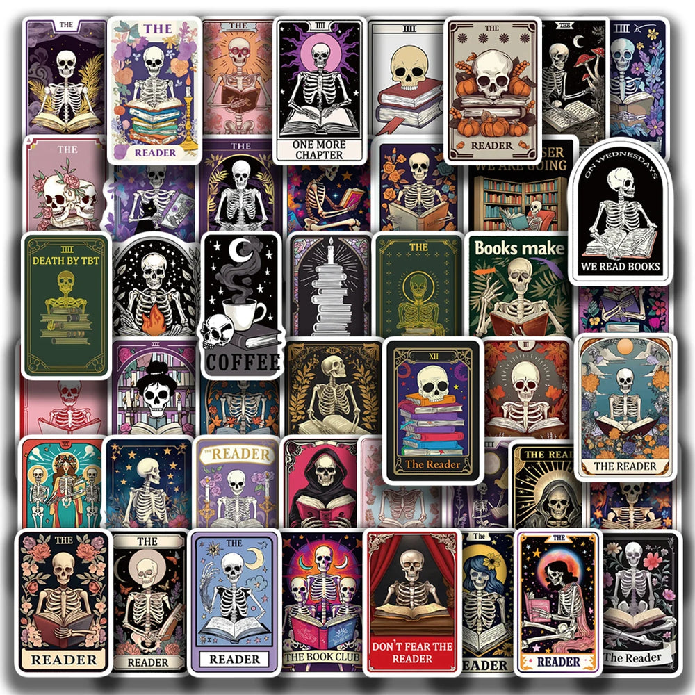 50PCS Creative The Reader Dusty Tarot Card Stickers Phone Cases Laptop DIY Personalized Waterproof Stickers Decorative (ONLINE ORDER ONLY)