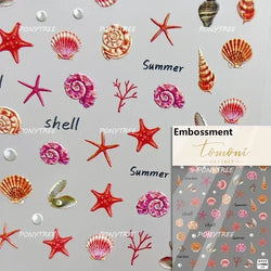 Hot Stamping Laser Shell Conch Starfish Pearl Whale Coral Dolphin Summer Beach Sea Wave Jellyfish Bubble Nail Art Stickers Decal (ONLINE ORDER ONLY)