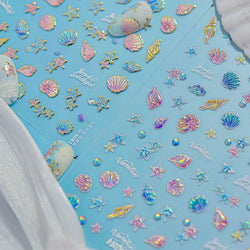 Shiny Colourful Marine Shell Starfish Ocean Elements Star Water Bubbles Star Conch Underwater Nail Art Stickers Manicure Decals (ONLINE ORDER ONLY)