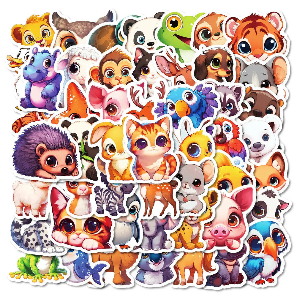 50Pcs Cute Animal Cartoon Stickers for Helmet, Wall, Desktop Decoration (ONLINE ORDER ONLY)