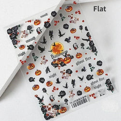 Cat Eye Halloween Terror Spider Cross Rose Love Heart Flower Snake Web Candy Bunny Thrilling Nail Art Stickers Manicure Decals (Online Order Only)