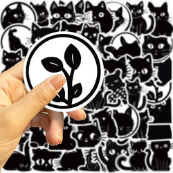 10/30/50PCS Kawaii Black Cat PVC Sticker Aesthetic Children's Decoration Scrapbooking for Kids Korean Stationery School Supplies (ONLINE ORDER ONLY)