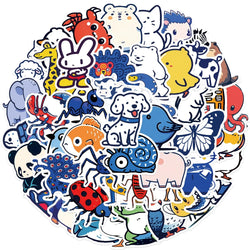 Blue Animal Cartoon Stickers for Suitcase, Skateboard, Laptop, Luggage, Fridge, Phone, Car - 10/30/50Pcs Collection (Online Order Only)