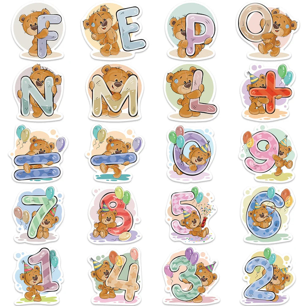 10/20/39PCS Cute Little Bear Letter Cartoon Sticker Packs (ONLINE ORDER ONLY)